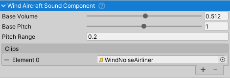 WindAircraftSoundComponent inspector.
