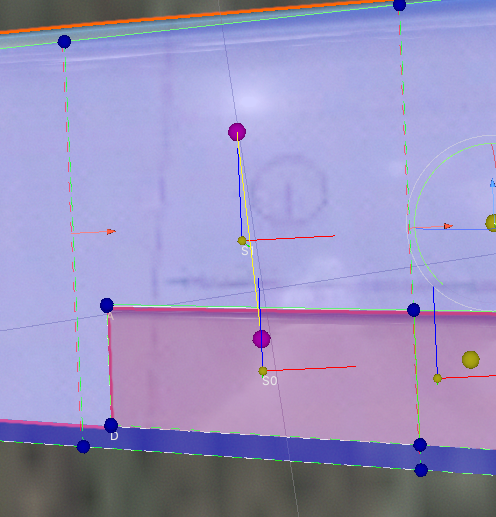An example of a slicing point (red dashed line and a red arrow handle) that is not aligned to an edge of the aileron control surface. The aileron and wing sections still got paired but this is not ideal.