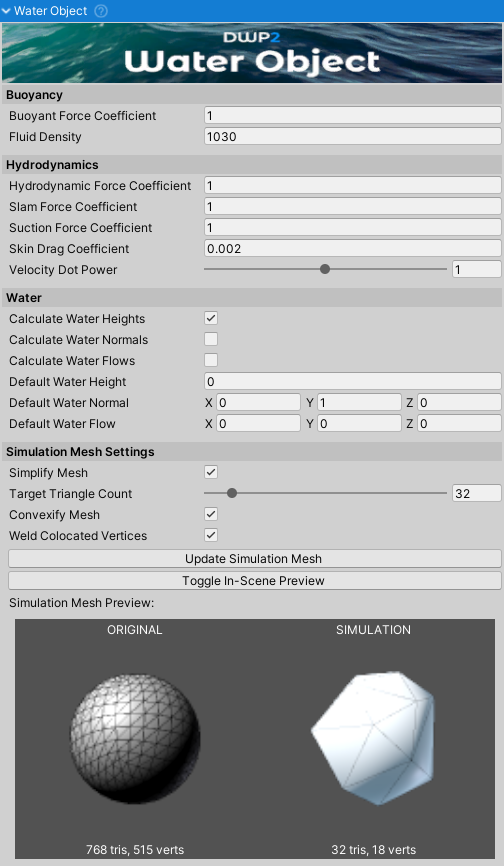 WaterObject inspector