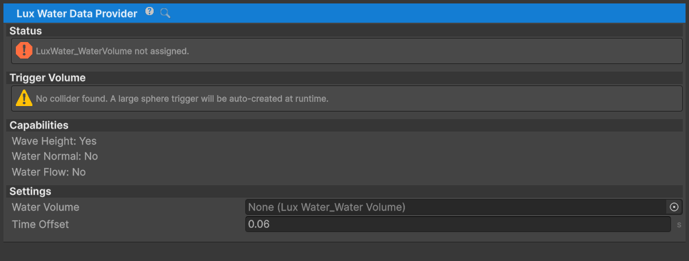 New Lux Water provider before assigning its water volume.