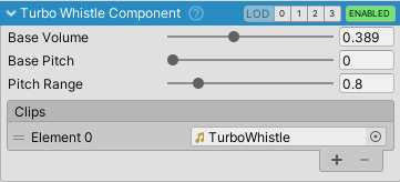 TurboWhistleComponent inspector