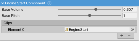 EngineStartStopComponent inspector.