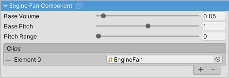 EngineFanComponent inspector.