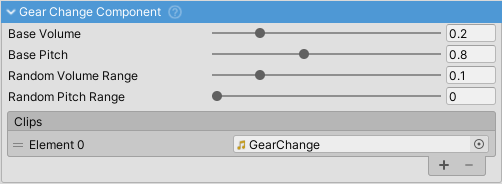 GearChangeComponent inspector.