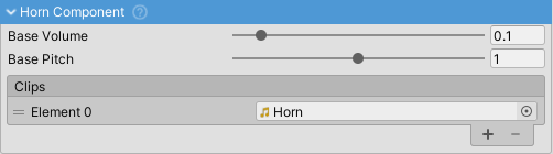 HornComponent inspector.