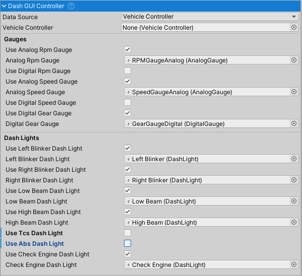 DashGUIController inspector.