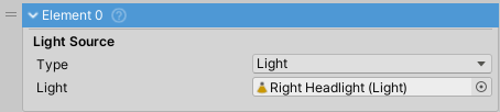 VehicleLight with 'Light' option selected.