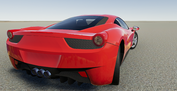 Vehicle with Steer Coefficient of 1 on the front axle and -0.5 on the rear axle. Steering wheel turned fully to the right.