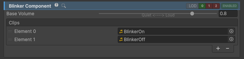 BlinkerComponent inspector.