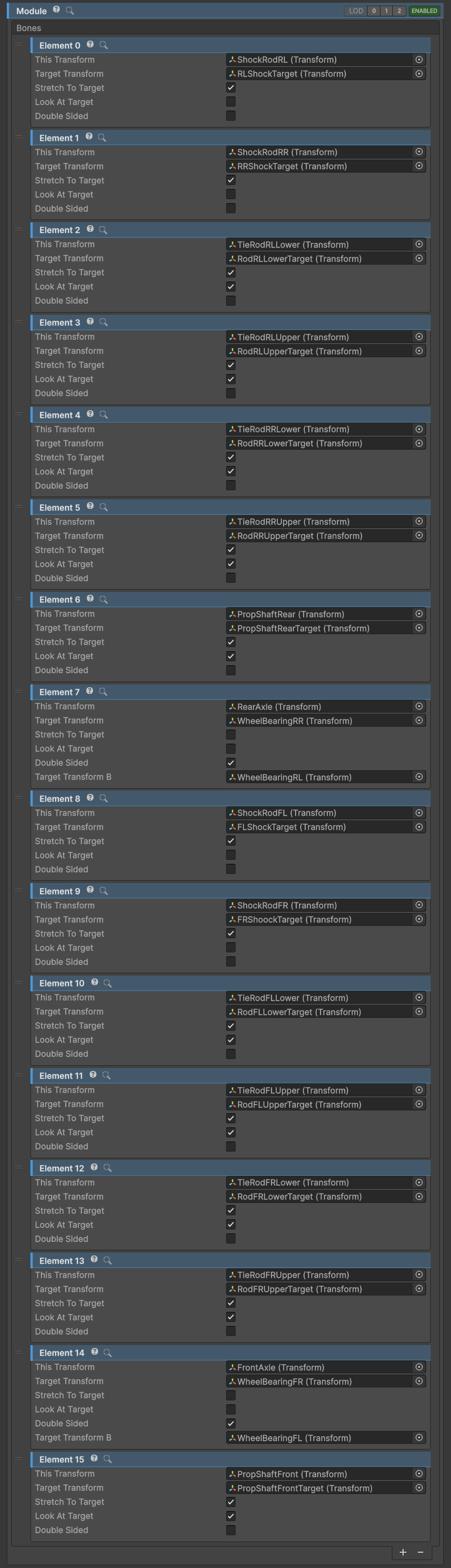 RiggingModule inspector.