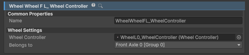 WheelComponent inspector.