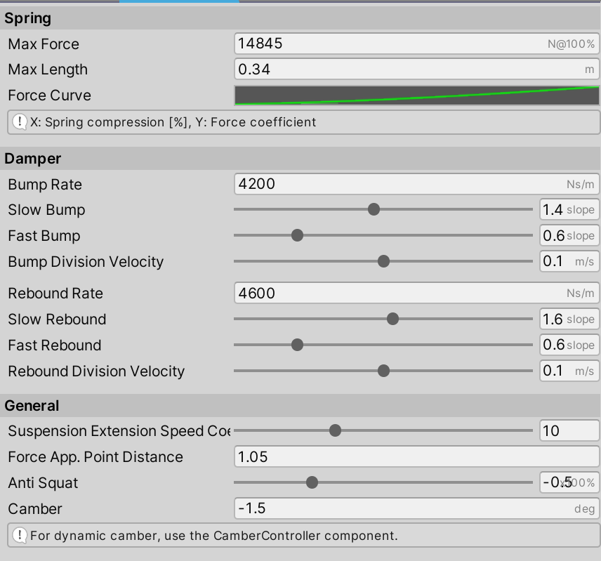 Suspension settings tab