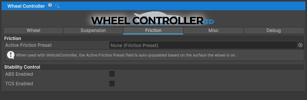 Friction settings tab