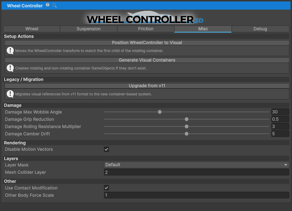 Misc settings tab